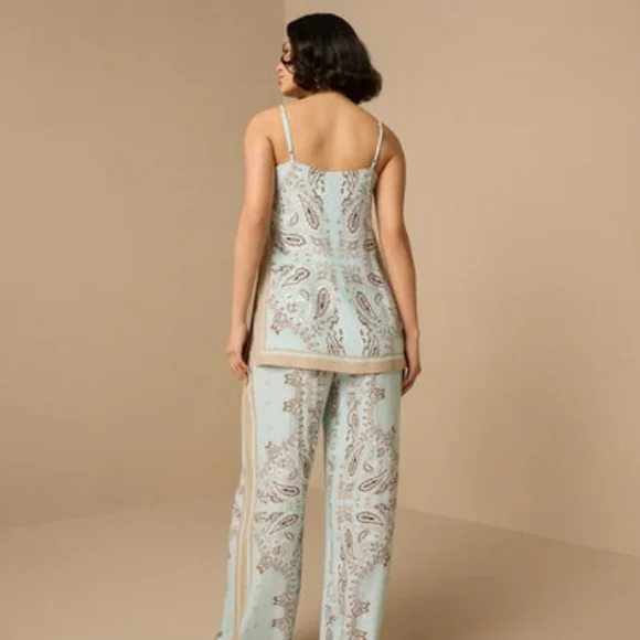 Hemant & Nandita Paisley Aqua Blue  Green Slit Top NWT Sz XS - Picture 14 of 14